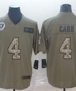 Raiders 4 Derek Carr 2019 Olive Camo Salute To Service Limited Jersey