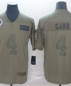 Raiders 4 Derek Carr 2019 Olive Salute To Service Limited Jersey