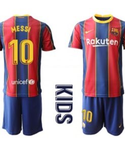 2020-21 Barcelona 10 Messi Home Soccer Kids Jersey