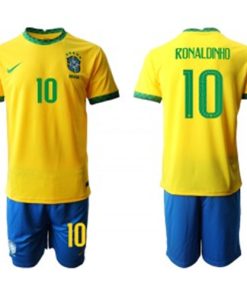 2020-21 Brazil 10 Ronaldinho Home Soccer Men Jersey