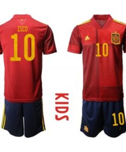 2020-21 Spain 10 Isco Home Soccer Kids Jersey