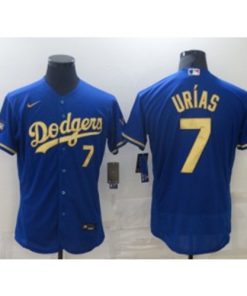 MLB Dodgers 7 Julio Urias Blue Gold Champion Nike Flexbase Men Jersey