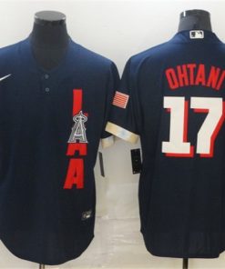 Men's Los Angeles Angels #17 Shohei Ohtani 2021 Navy All-Star Cool Base Stitched Jersey