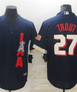 Men's Los Angeles Angels #27 Mike Trout 2021 Navy All-Star Cool Base Stitched MLB Jersey