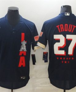 Men's Los Angeles Angels #27 Mike Trout 2021 Navy All-Star Flex Base Stitched MLB Jersey