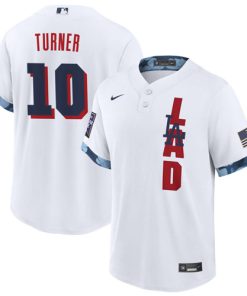 Men's Los Angeles Dodgers #10 Justin Turner 2021 White All-Star Cool Base Stitched MLB Jersey