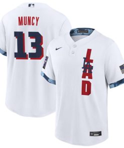Men's Los Angeles Dodgers #13 Max Muncy 2021 White All-Star Cool Base Stitched MLB Jersey