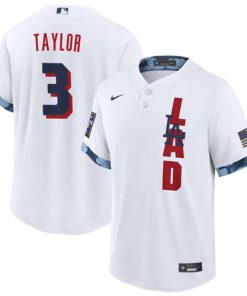 Men's Los Angeles Dodgers #3 Chris Taylor 2021 White All-Star Cool Base Stitched MLB Jersey