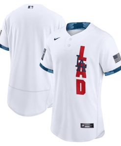 Men's Los Angeles Dodgers Blank 2021 White All-Star Flex Base Stitched MLB Jersey