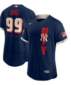 Men's New York Yankees #99 Aaron Judge 2021 Navy All-Star Flex Base Stitched MLB Jersey