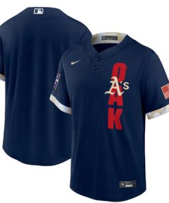 Men's Oakland Athletics Blank 2021 Navy All-Star Cool Base Stitched MLB Jersey