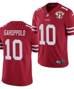 Men's San Francisco 49ers #10 Jimmy Garoppolo Red 2021 75th Anniversary Vapor Untouchable Limited Stitched NFL Jersey