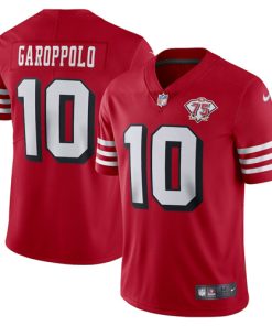 Men's San Francisco 49ers #10 Jimmy Garoppolo Scarlet 2021 75th Anniversary Vapor Untouchable Limited Stitched NFL Jersey