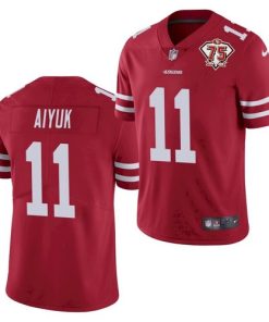 Men's San Francisco 49ers #11 Brandon Aiyuk Red 2021 75th Anniversary Vapor Untouchable Limited Stitched NFL Jersey
