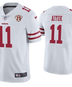 Men's San Francisco 49ers #11 Brandon Aiyuk White 2021 75th Anniversary Vapor Untouchable Limited Stitched NFL Jersey