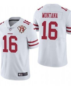 Men's San Francisco 49ers #16 Joe Montana White 2021 75th Anniversary Vapor Untouchable Limited Stitched NFL Jersey