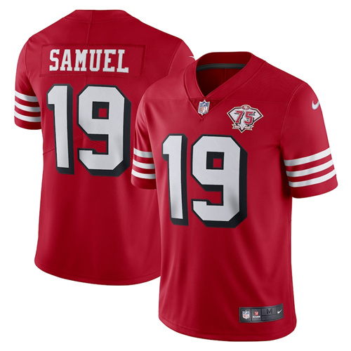 Men’s San Francisco 49ers #19 Deebo Samuel Scarlet 2021 75th ...