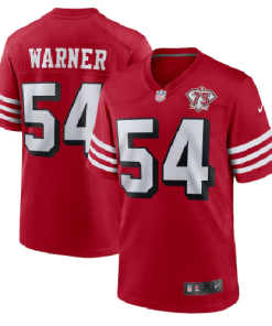 Men's San Francisco 49ers #54 Fred Warner 2021 Scarlet 75th Anniversary Alternate Game NFL Jersey