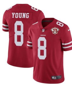 Men's San Francisco 49ers #8 Steve Young Red 2021 75th Anniversary Vapor Untouchable Limited Stitched NFL Jersey