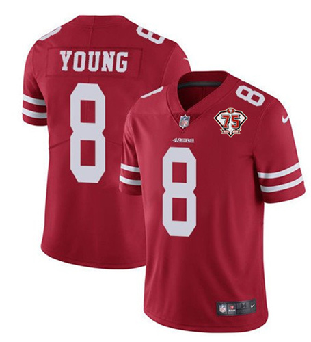 Men’s San Francisco 49ers #8 Steve Young Red 2021 75th Anniversary ...