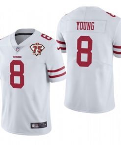 Men's San Francisco 49ers #8 Steve Young White 2021 75th Anniversary Vapor Untouchable Limited Stitched NFL Jersey