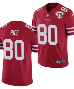 Men's San Francisco 49ers #80 Jerry Rice Red 2021 75th Anniversary Vapor Untouchable Limited Stitched NFL Jersey