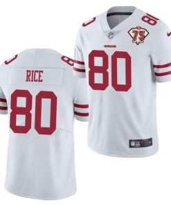 Men's San Francisco 49ers #80 Jerry Rice White 2021 75th Anniversary Vapor Untouchable Limited Stitched NFL Jersey