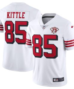 Women San Francisco 49ers #85 George Kittle White 2021 75th Anniversary Vapor Untouchable Limited Stitched NFL Jersey