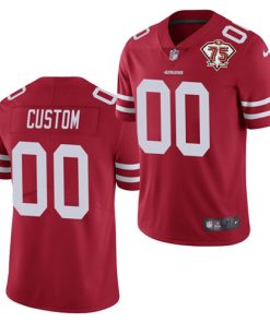 Men's San Francisco 49ers ACTIVE PLAYER Custom 2021 Red 75th Anniversary Patch Red Limited Stitched NFL Jersey