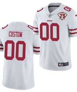 Men's San Francisco 49ers ACTIVE PLAYER Custom 2021 White 75th Anniversary Patch Red Limited Stitched NFL Jersey