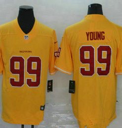 Men's Washington Redskins #99 Chase Young Gold 2020 Color Rush Stitched NFL Nike Limited Jersey