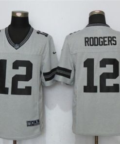 New Stitched Green Bay Packers 12 Rodgers Nike Gridiron Gray II Limited Jersey