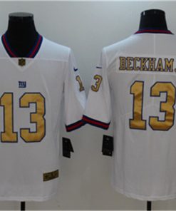 New York Giants 13 Odell Beckham Jr White Gold Color Rush Limited Jersey