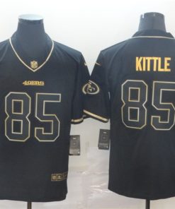 Nike 49ers 85 George Kittle Black Gold Throwback Vapor Untouchable Limited Jersey