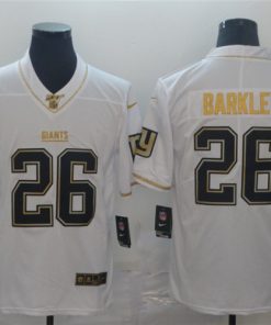 Nike Giants 26 Saquon Barkley White Gold Vapor Untouchable Limited Jersey