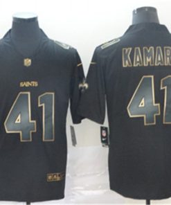 Nike Saints 41 Alvin Kamara Black Gold Vapor Untouchable Limited Jersey