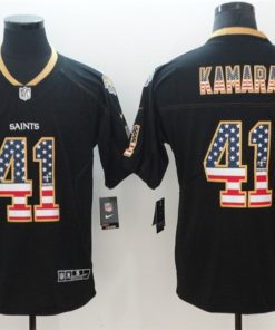 Nike Saints 41 Alvin Kamara Black USA Flag Color Rush Limited Jersey