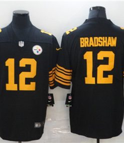 Nike Steelers 12 Terry Bradshaw Black Color Rush Limited Jersey