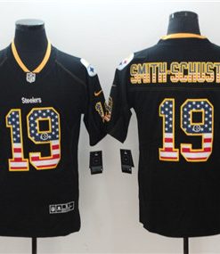 Nike Steelers 19 JuJu Smith-Schuster Black USA Flag Color Rush Limited Jersey