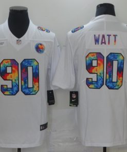 Nike Steelers 90 T.J. Watt White Vapor Untouchable Rainbow Limited Jersey