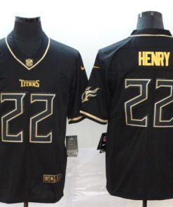 Nike Titans 22 Derrick Henry Black Gold Throwback Vapor Untouchable Limited Jersey