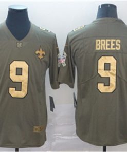 Saints 9 Drew Brees Olive Gold Salute To Service Limited Jersey