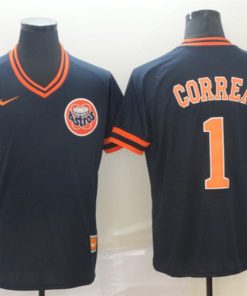 Astros 1 Carlos Correa Black Throwback Jersey