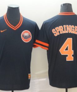 Astros 4 George Springer Black Throwback Jersey