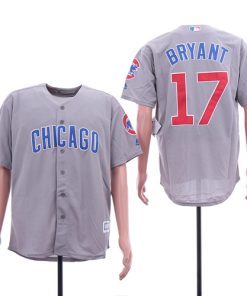 Cubs 17 Kris Bryant Gray Cool Base Jersey