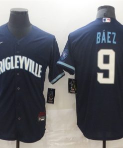Cubs 9 Javier Baez Navy 2021 City Connect Cool Base Jersey