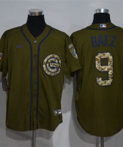 Cubs 9 Javier Baez Olive 2020 Nike Cool Base Jersey
