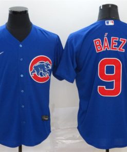 Cubs 9 Javier Baez Royal 2020 Nike Cool Base Jersey