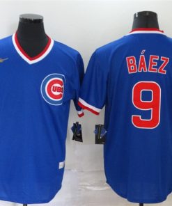 Cubs 9 Javier Baez Royal Nike Cool Base Throwback Jersey