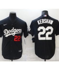 MLB Dodgers 22 Clayton Kershaw Black Cool Base Men Jersey